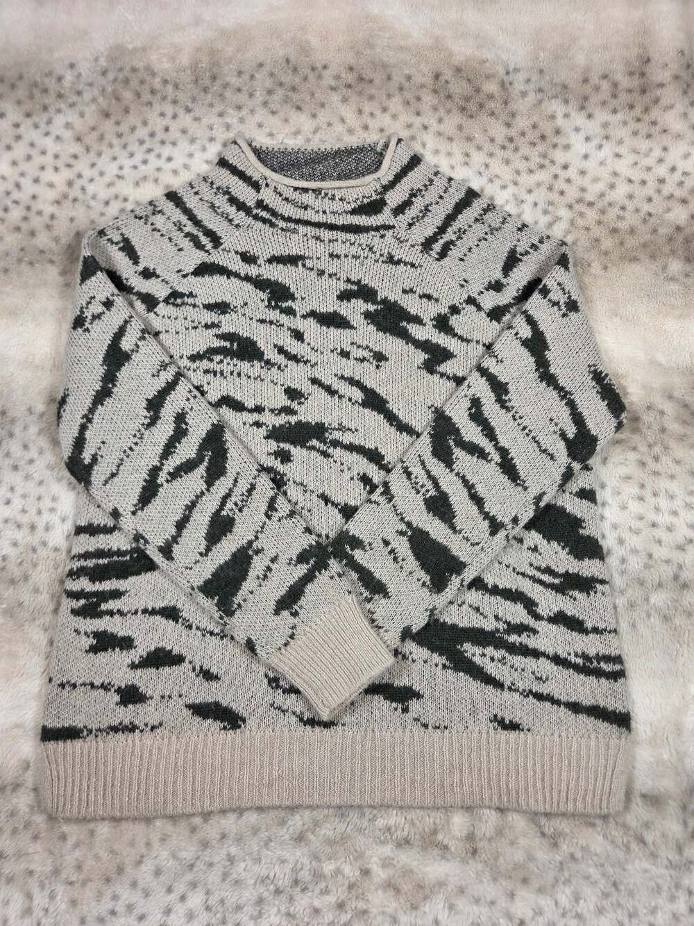 Madewell Thornton Mockneck Alpaca Blend Animal Print Sweater XS